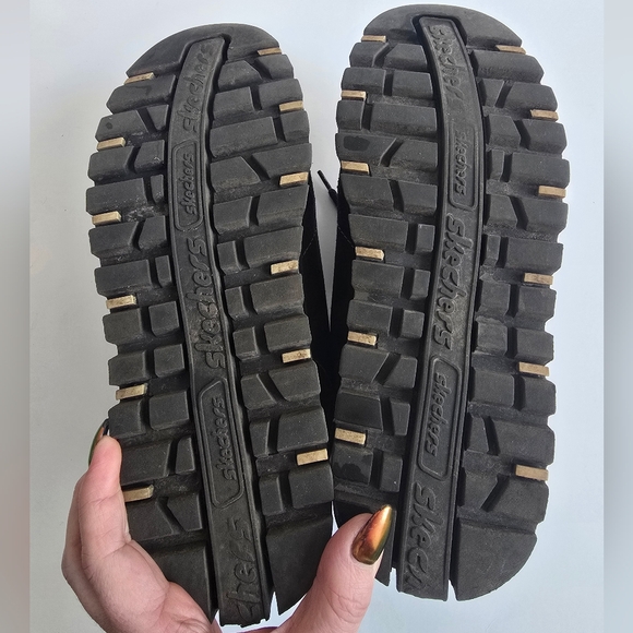 Vintage 90s Y2K Skechers brown chunky platform lug sole leather sneaker, size 9